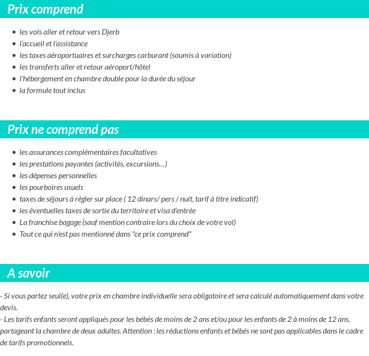 Conditions tarifaires