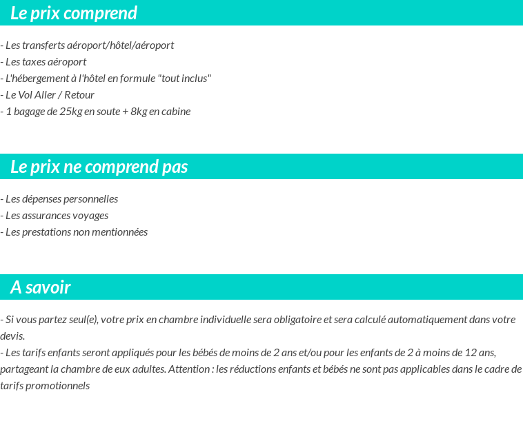 Conditions tarifaires