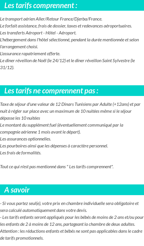 Conditions tarifaires