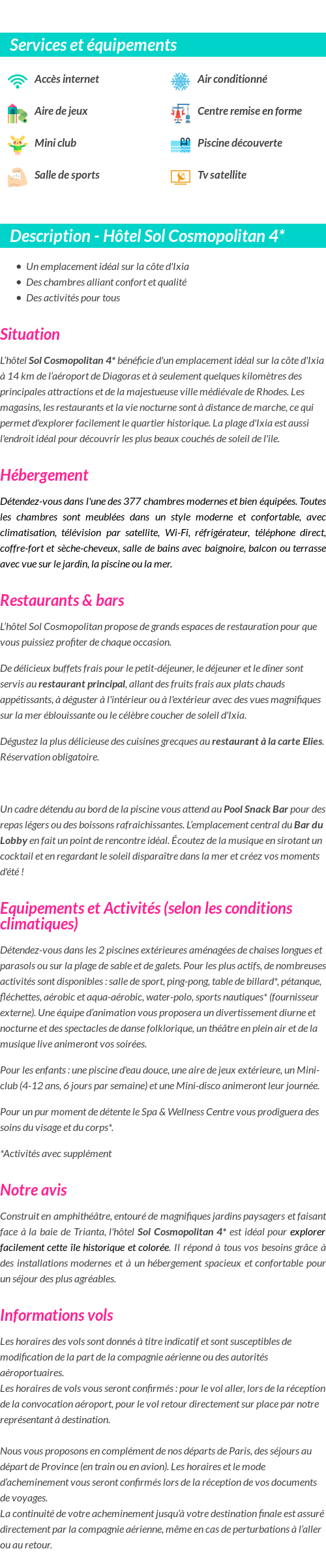 Détails du séjour