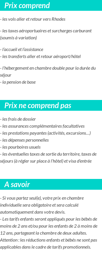 Conditions tarifaires