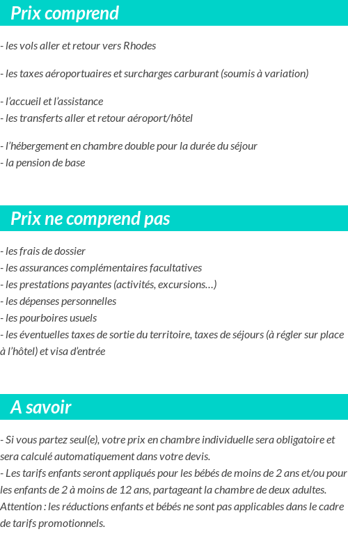 Conditions tarifaires