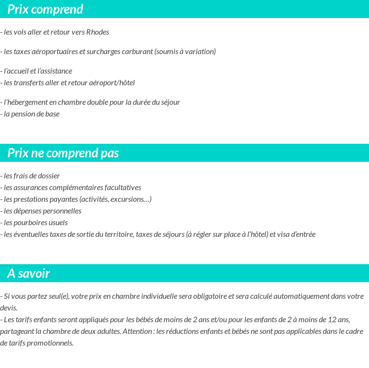 Conditions tarifaires
