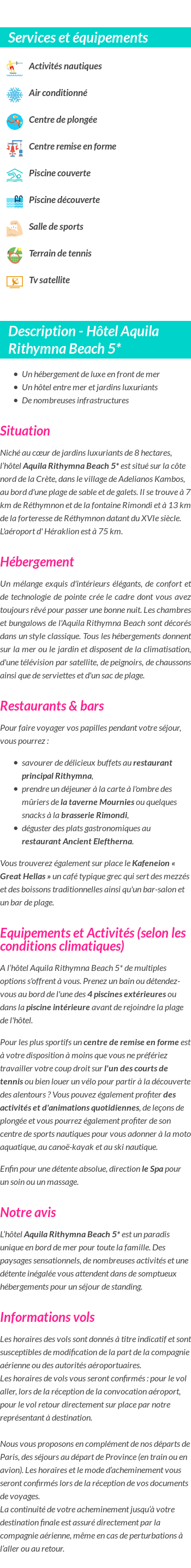 Détails du séjour