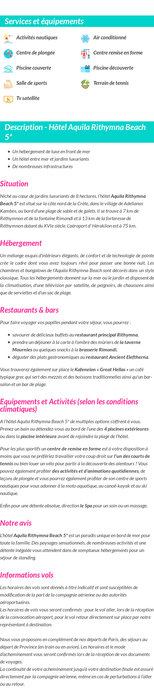 Détails du séjour