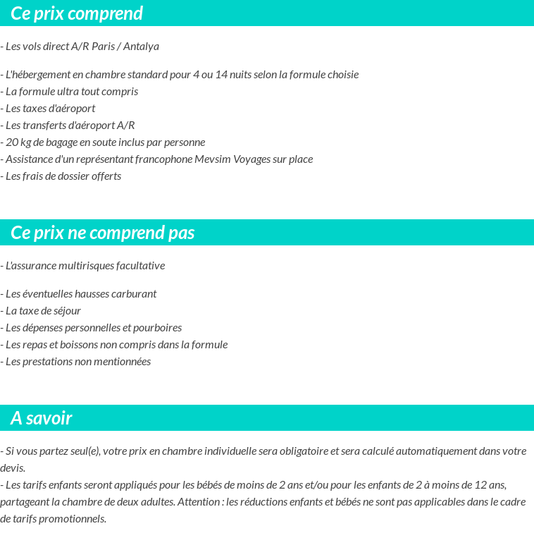 Conditions tarifaires