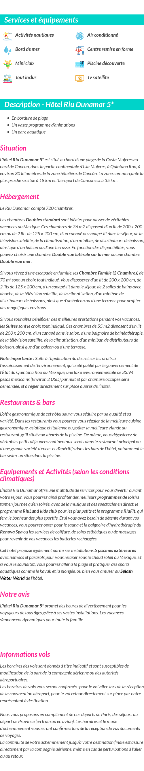 Détails du séjour