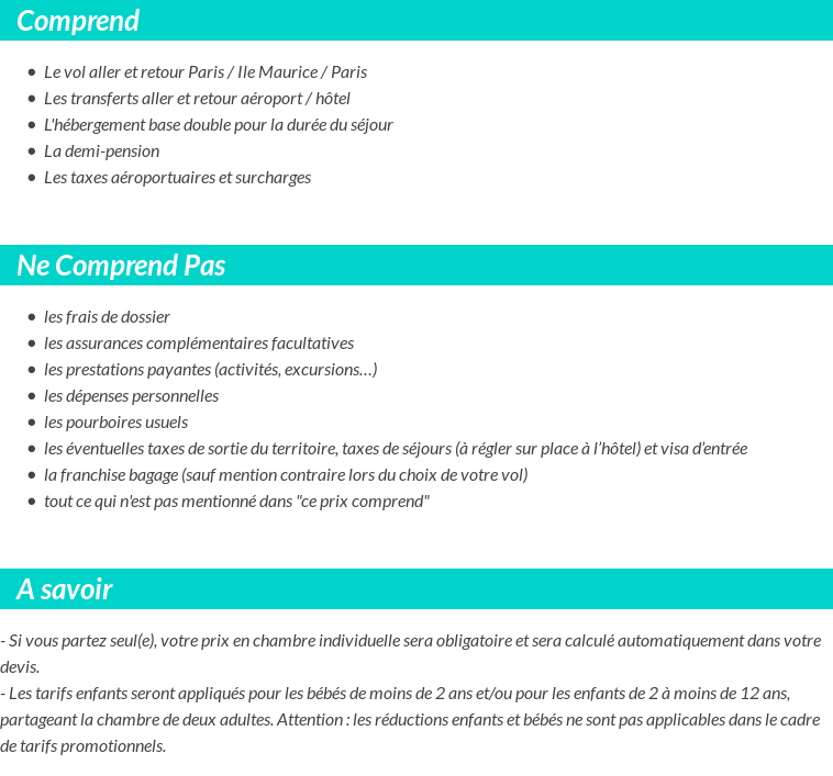 Conditions tarifaires