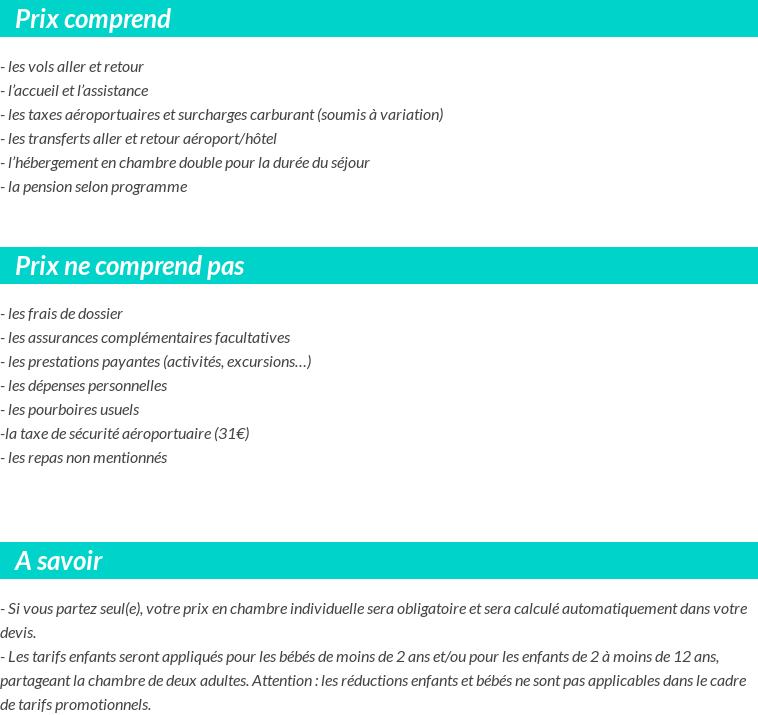 Conditions tarifaires