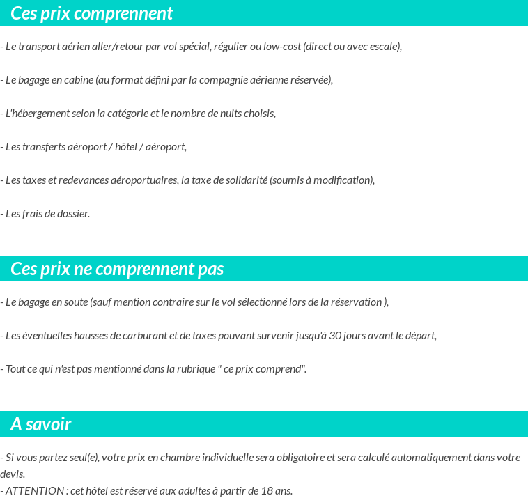 Conditions tarifaires
