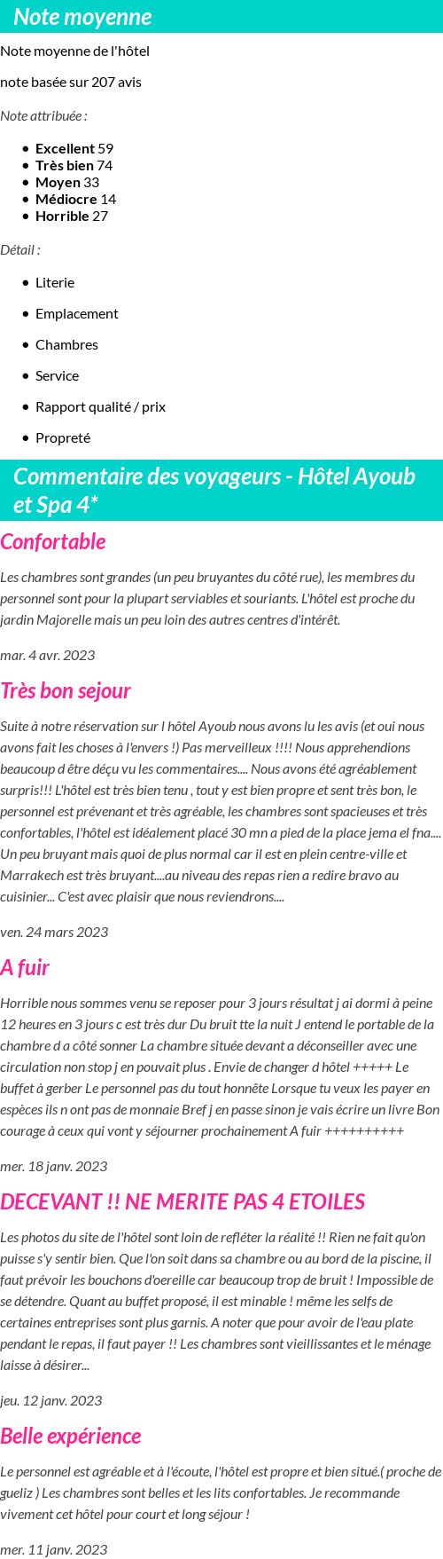 Avis clients