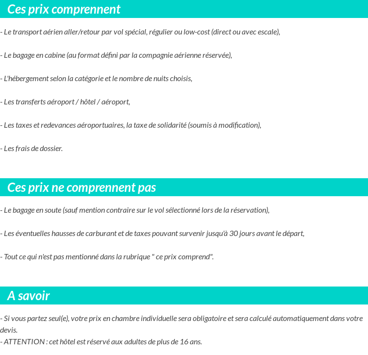 Conditions tarifaires