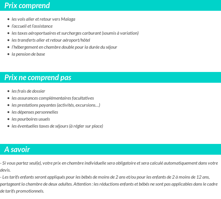 Conditions tarifaires