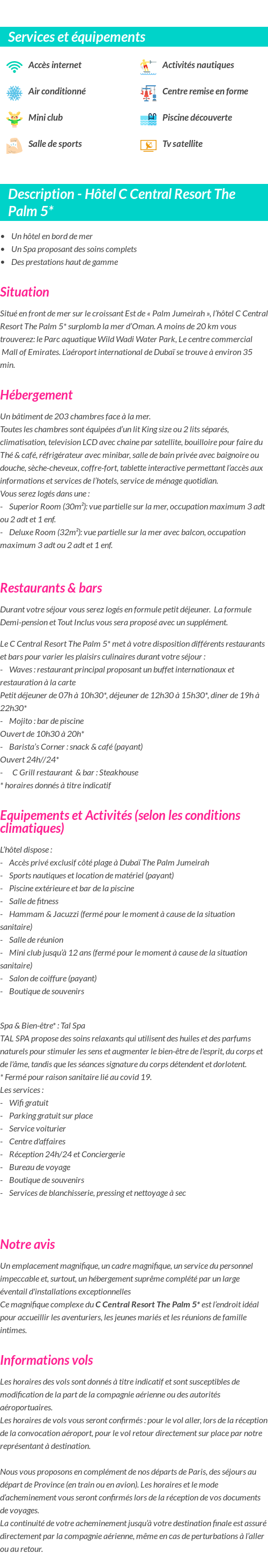 Détails du séjour
