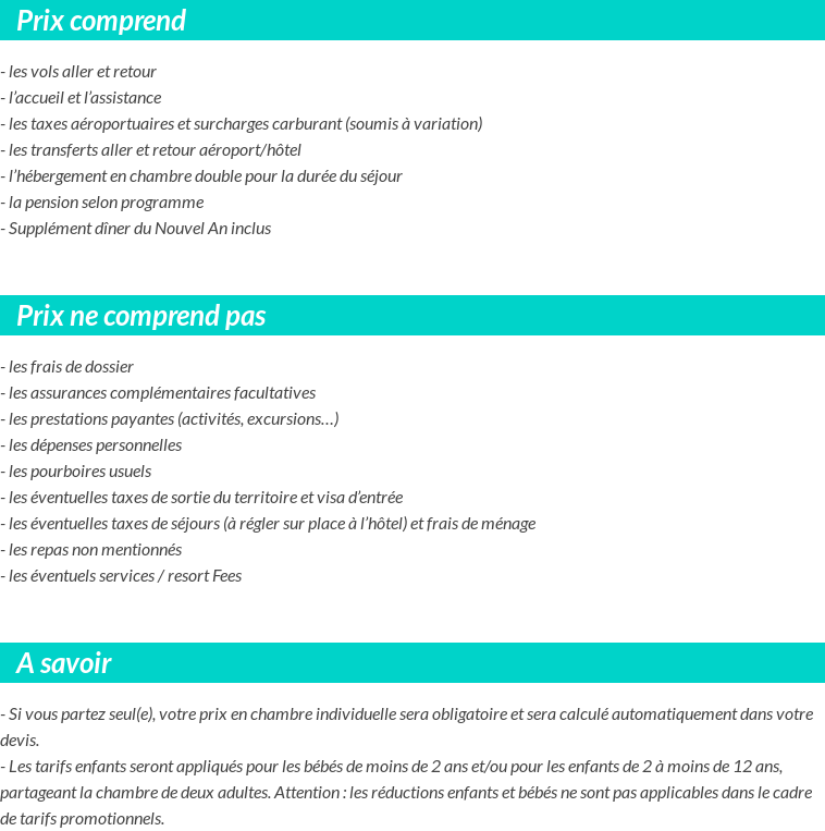 Conditions tarifaires