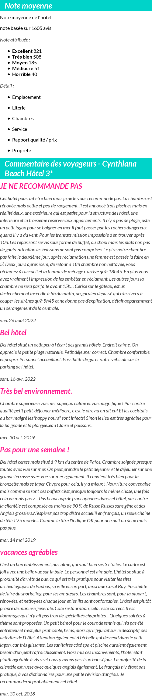 Avis clients