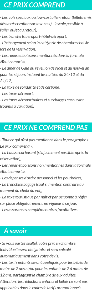 Conditions tarifaires