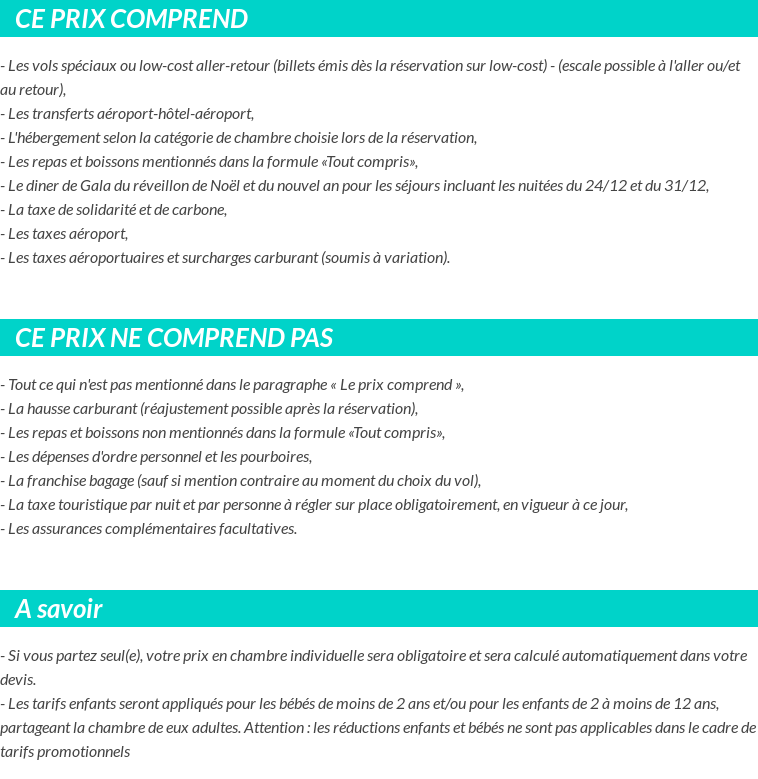 Conditions tarifaires