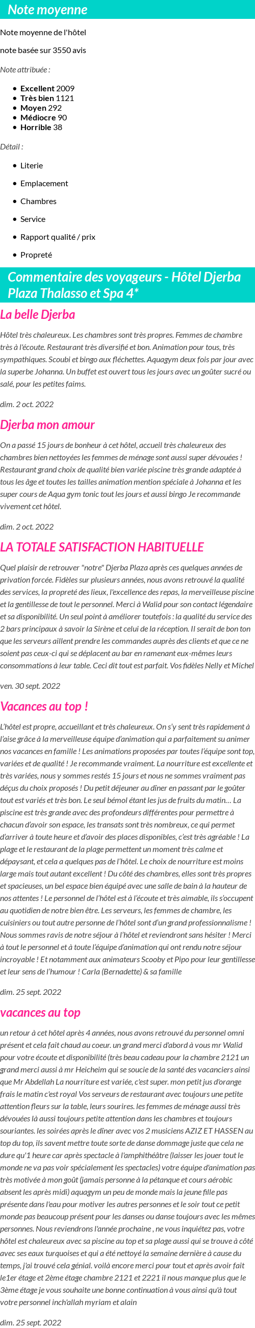 Avis clients