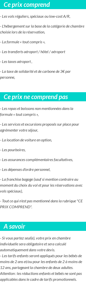 Conditions tarifaires