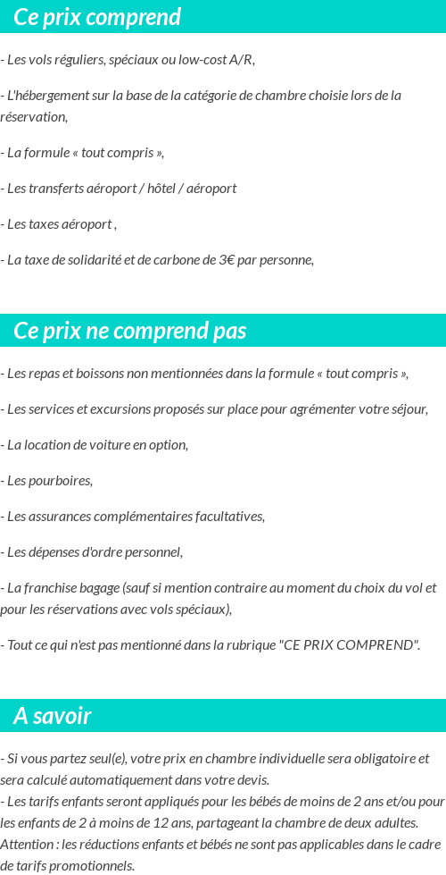 Conditions tarifaires