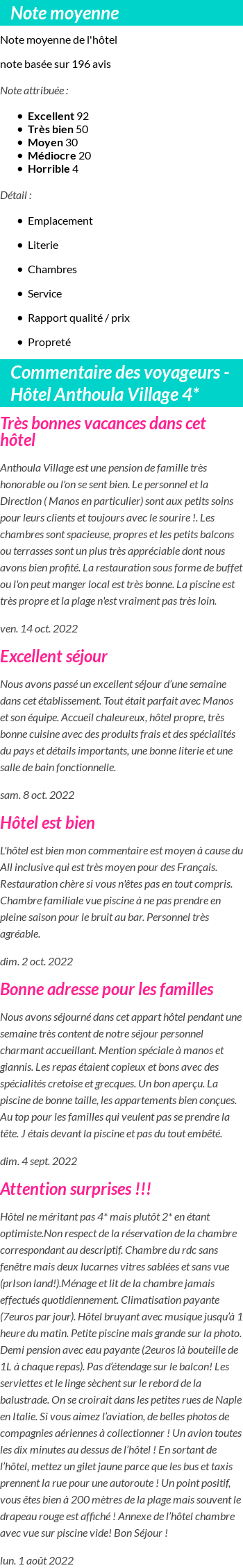 Avis clients
