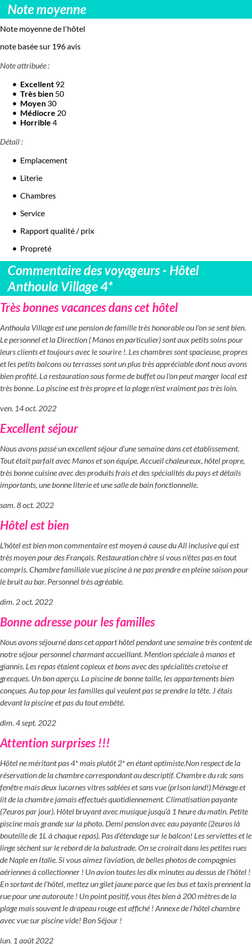 Avis clients