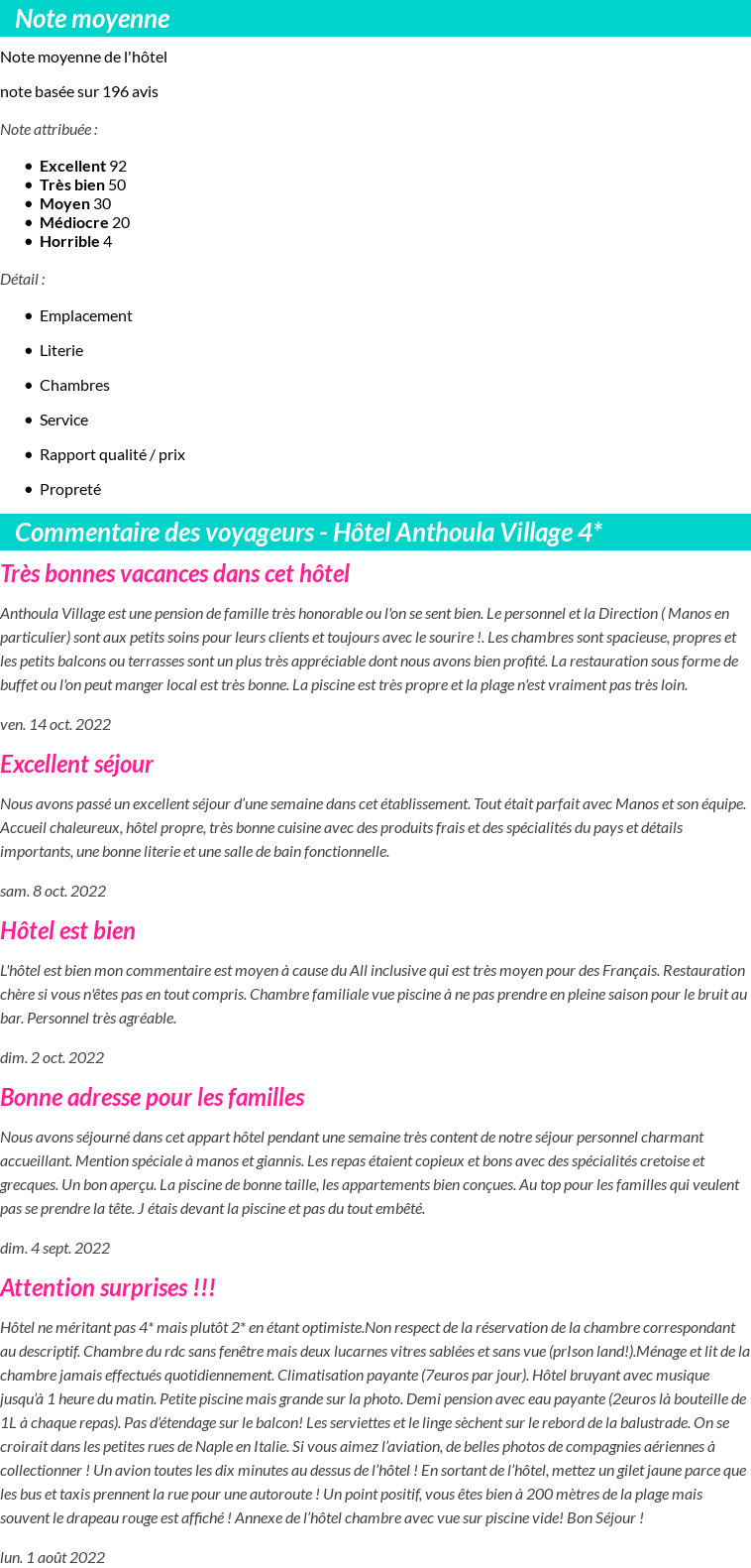 Avis clients