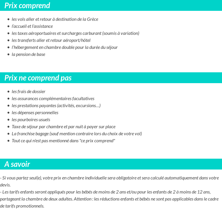 Conditions tarifaires