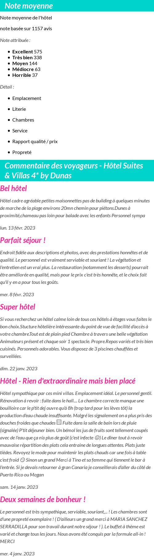 Avis clients