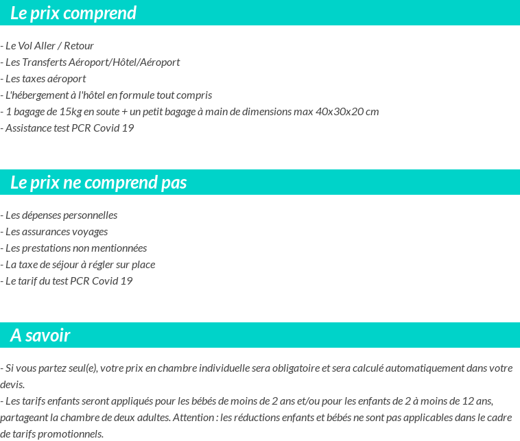 Conditions tarifaires