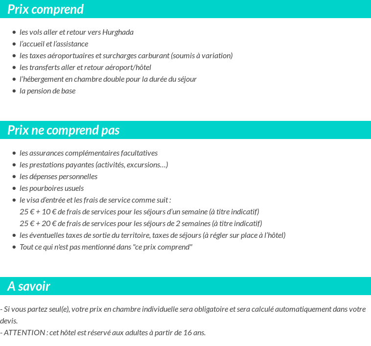 Conditions tarifaires