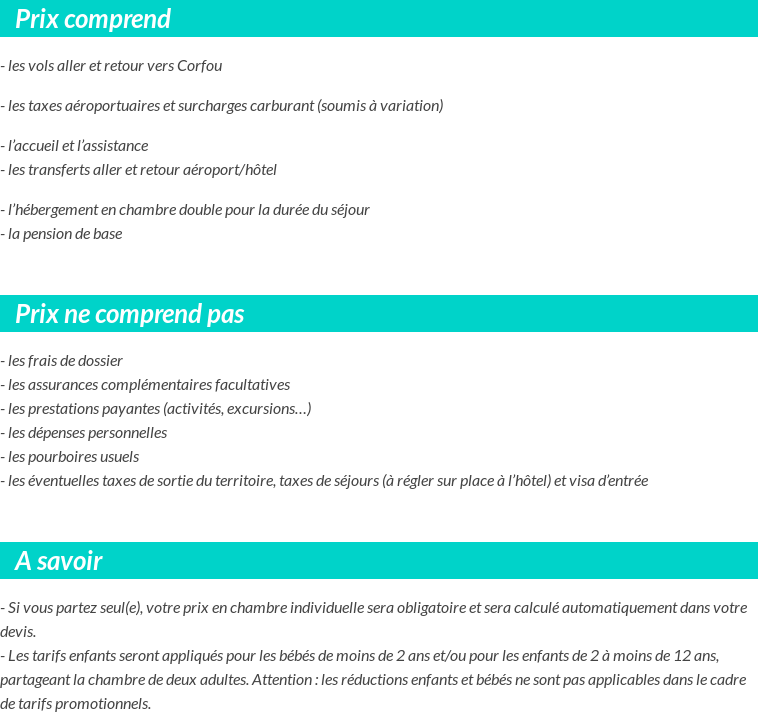Conditions tarifaires