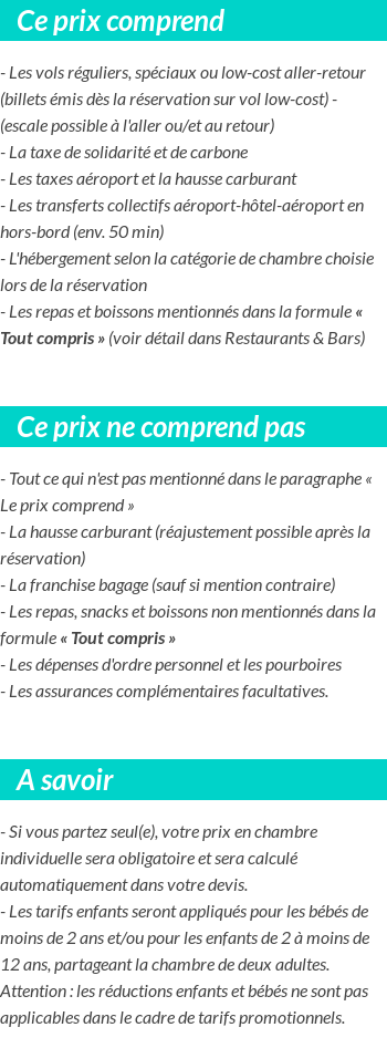 Conditions tarifaires