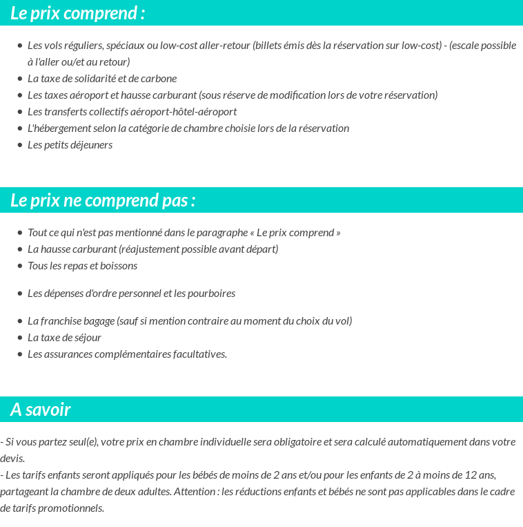 Conditions tarifaires