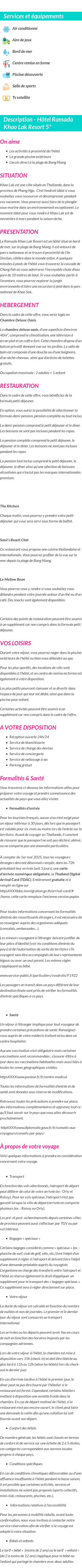 Détails du séjour