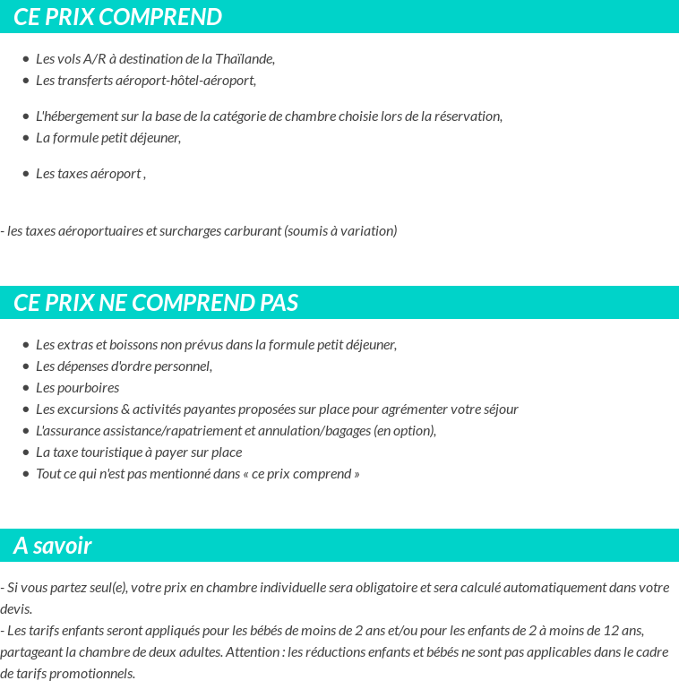 Conditions tarifaires
