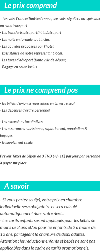 Conditions tarifaires