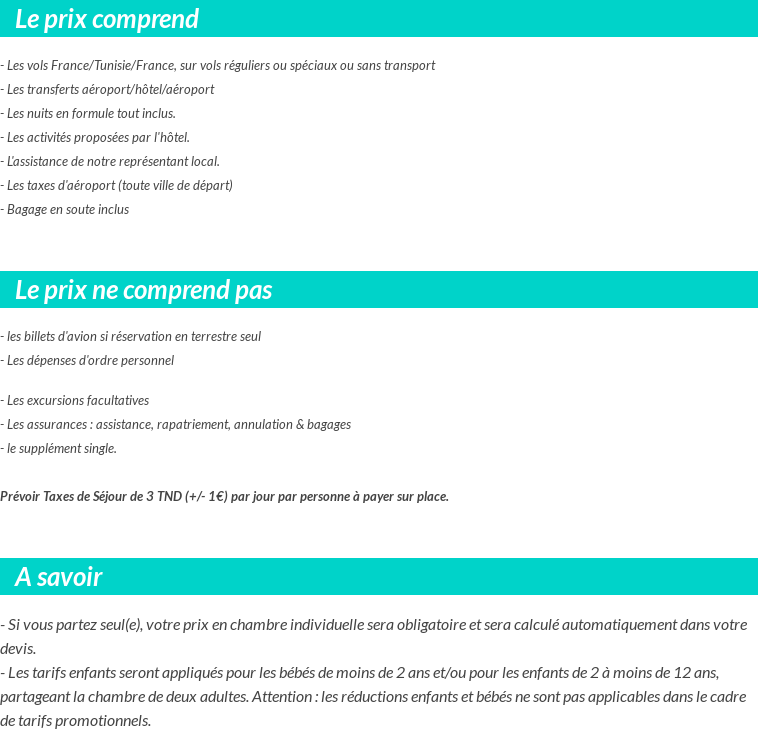 Conditions tarifaires