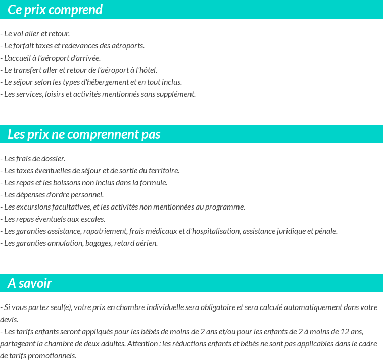 Conditions tarifaires