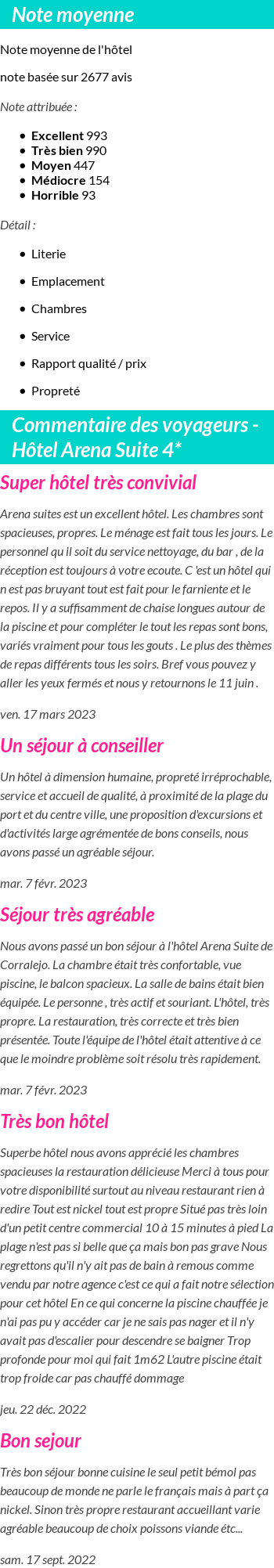 Avis clients