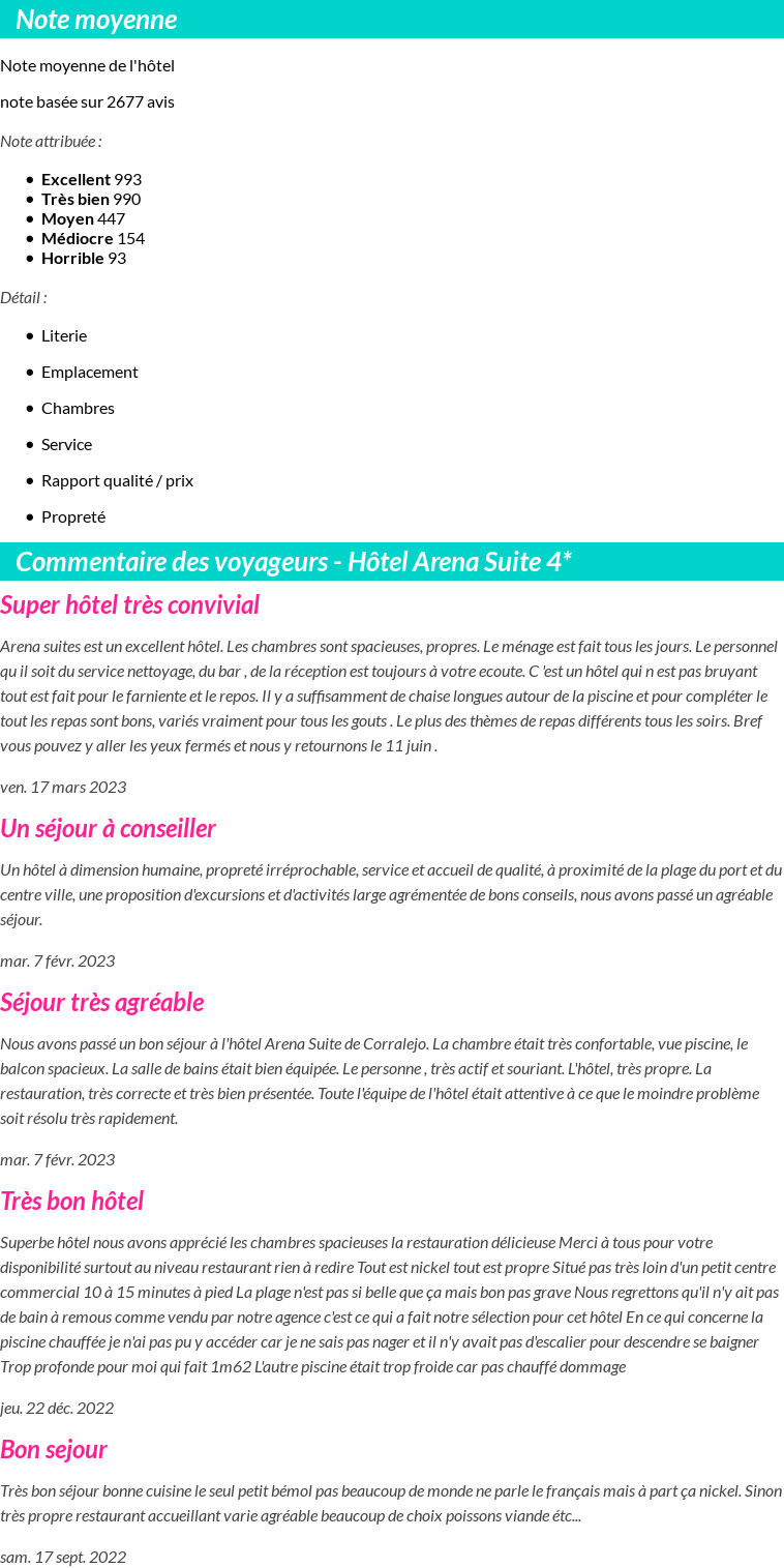 Avis clients