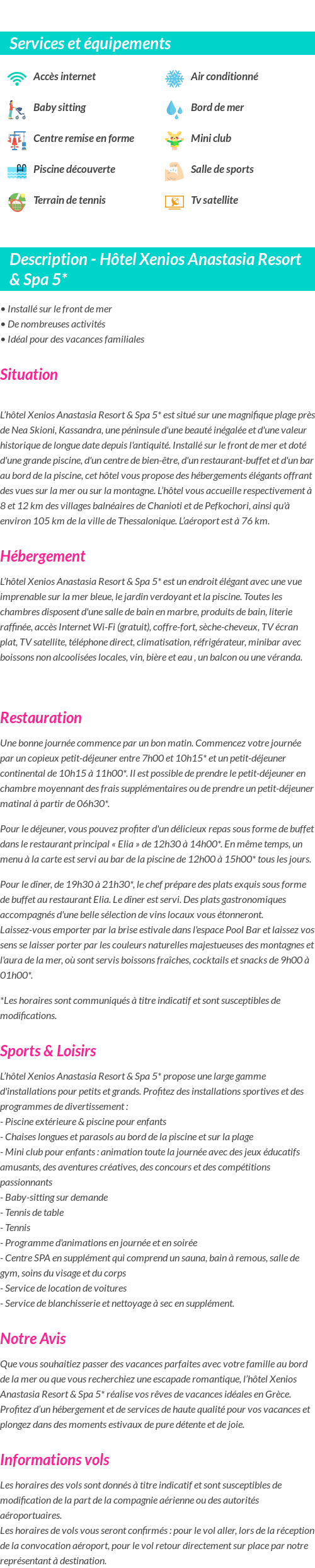 Détails du séjour
