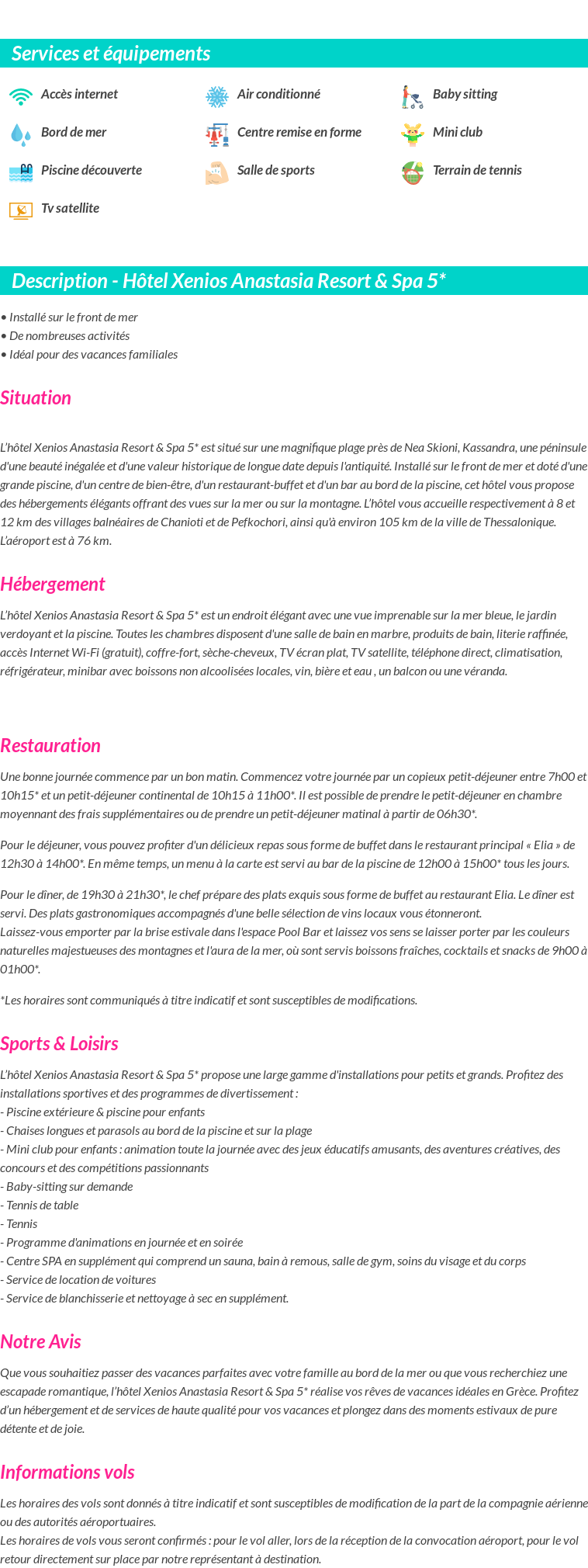 Détails du séjour