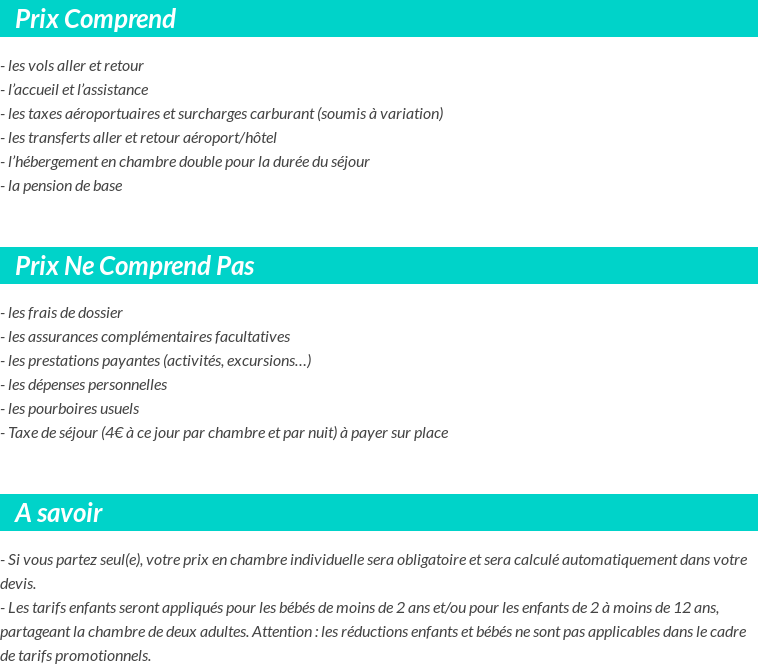 Conditions tarifaires