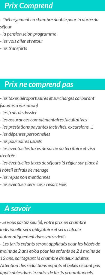 Conditions tarifaires