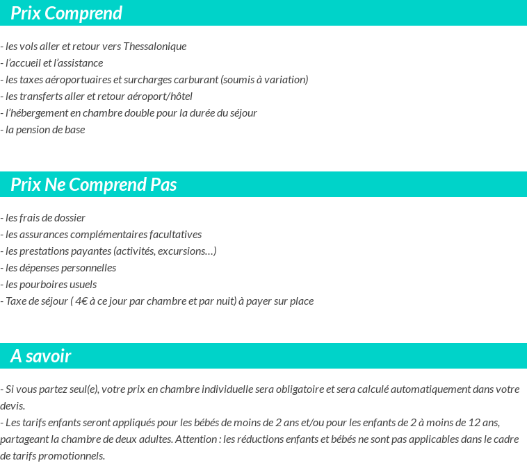 Conditions tarifaires