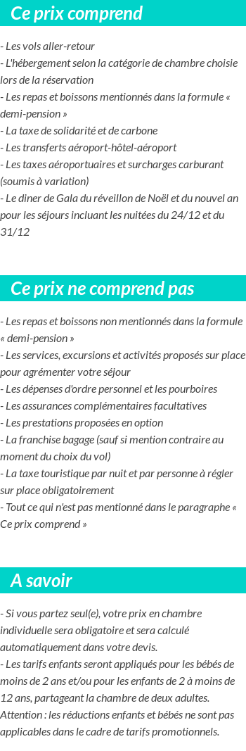 Conditions tarifaires