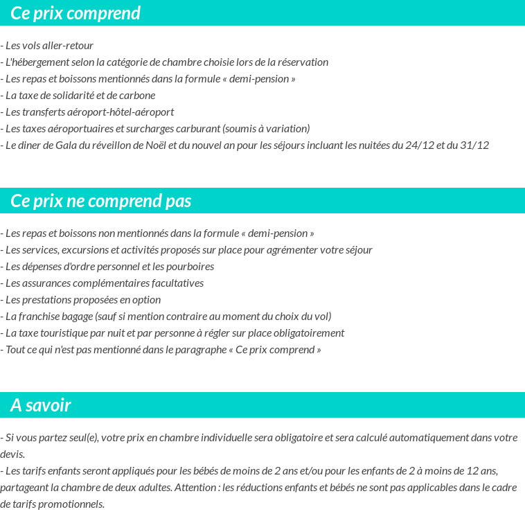 Conditions tarifaires