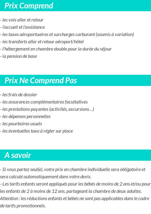 Conditions tarifaires